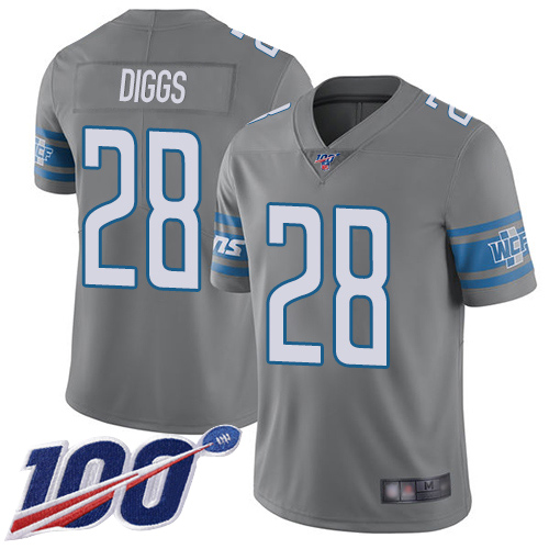 Detroit Lions Limited Steel Men Quandre Diggs Jersey NFL Football 28 100th Season Rush Vapor Untouchable